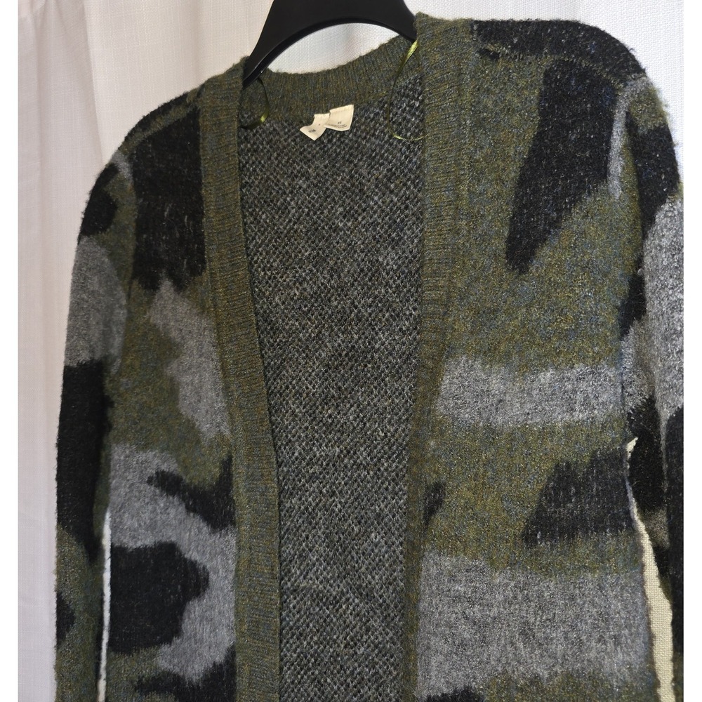 ANTHROPOLOGIE Moth Sweater Women's Size XS Green Camo Knit Open Front Cardigan - Picture 8 of 11